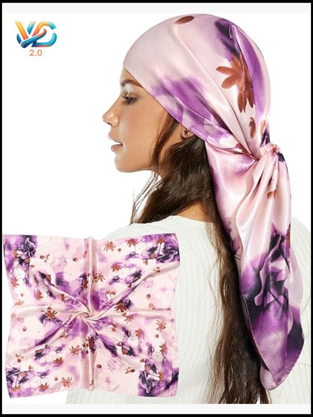Large Square Satin Head Wrap Bandana Silk-Like Scarf Women Hair Scarf